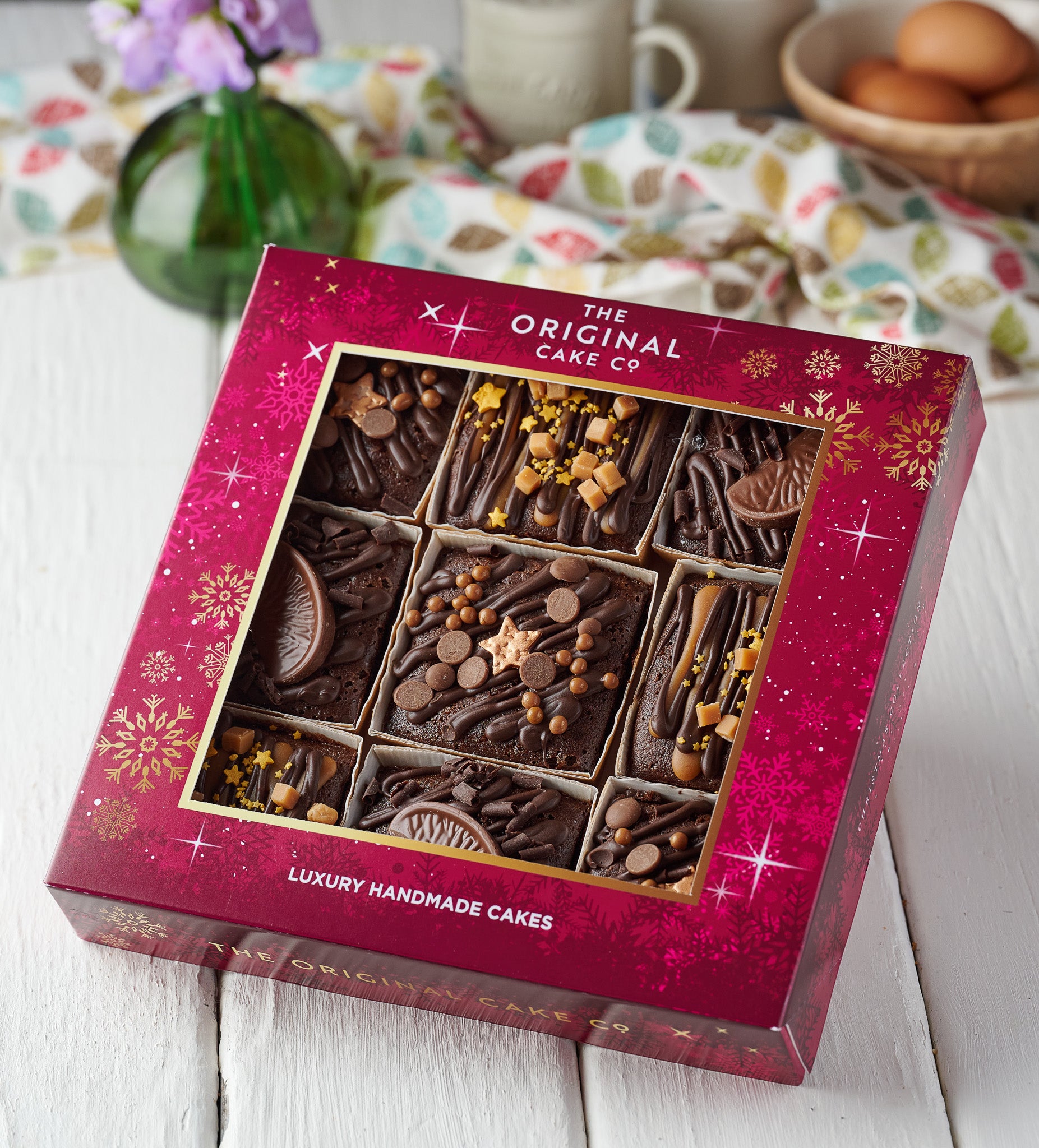 Christmas chocolate cake gift box