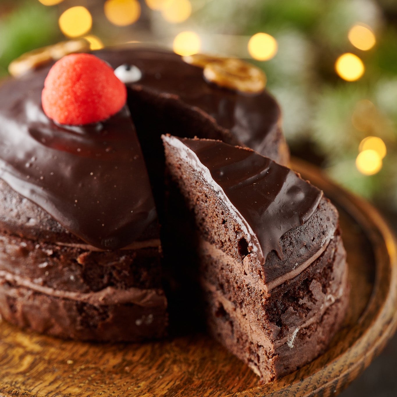 christmas chocolate cake slice 