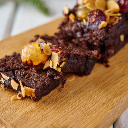 sliced brandy fruit and nut cake 