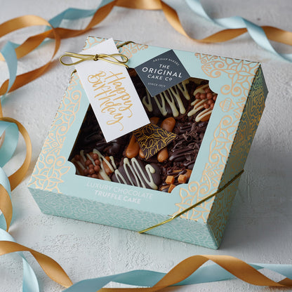 caramel and chocolate truffle cake birthday gift box