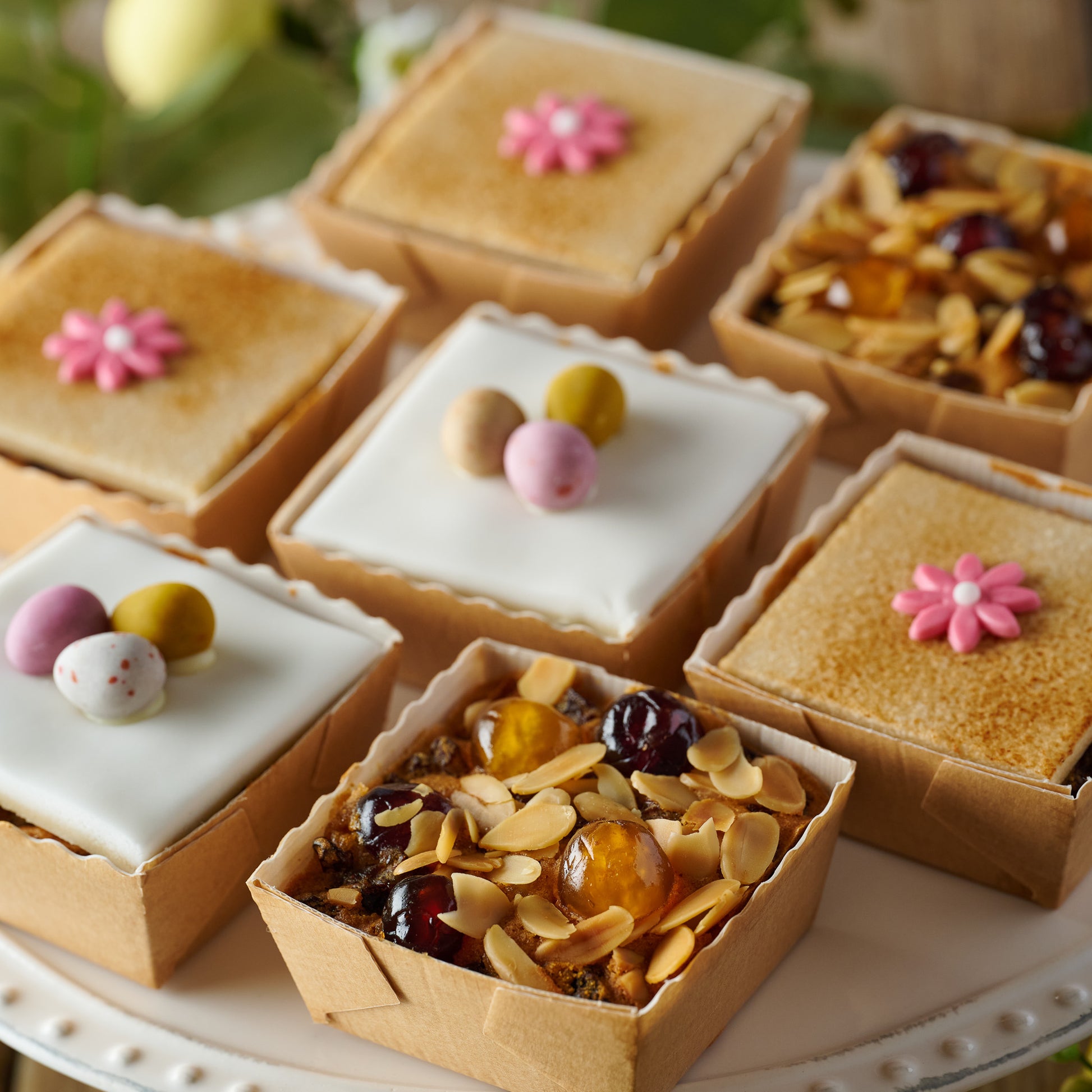 light all butter fruit cake decorated for spring 