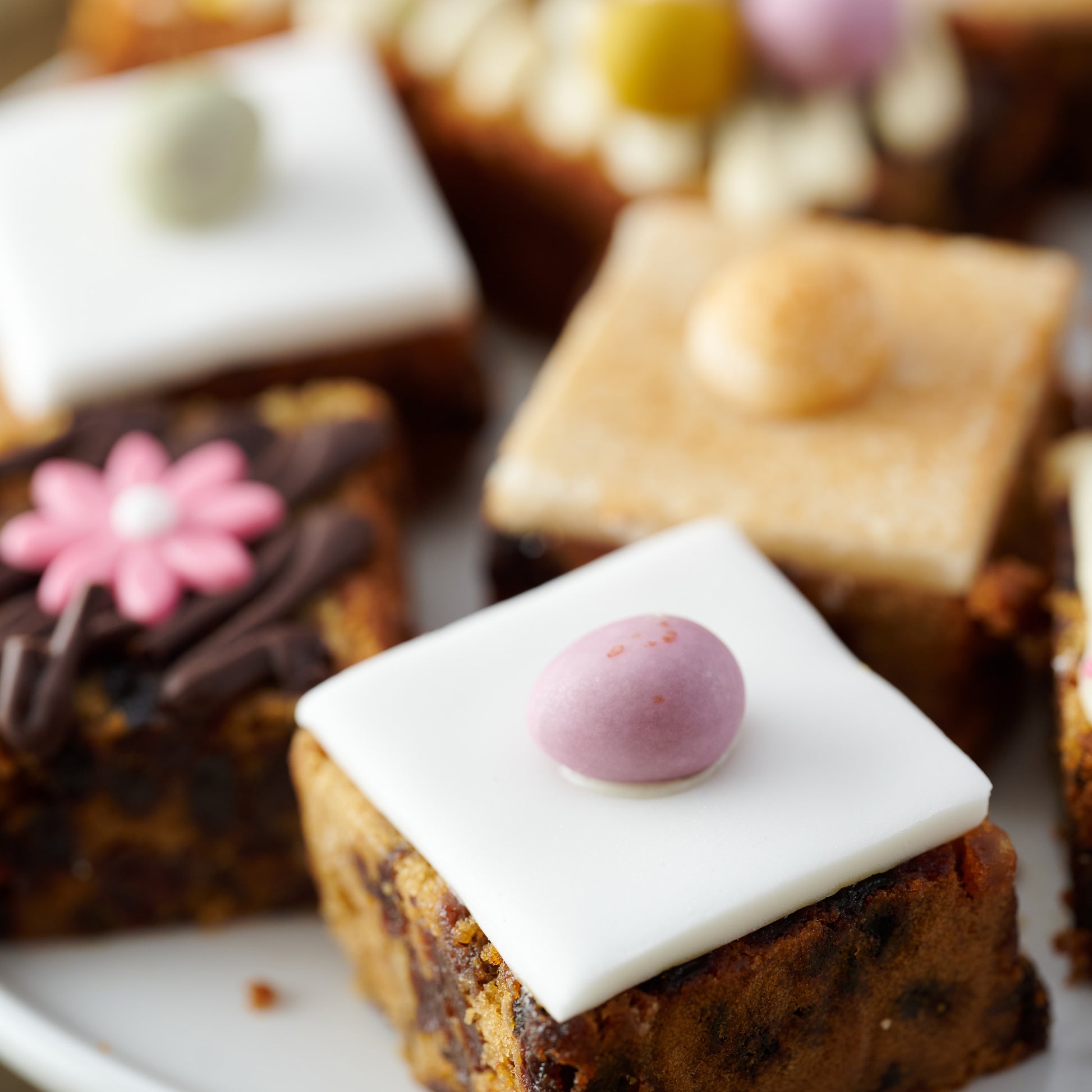 light fruit cake with marzipan and icing 